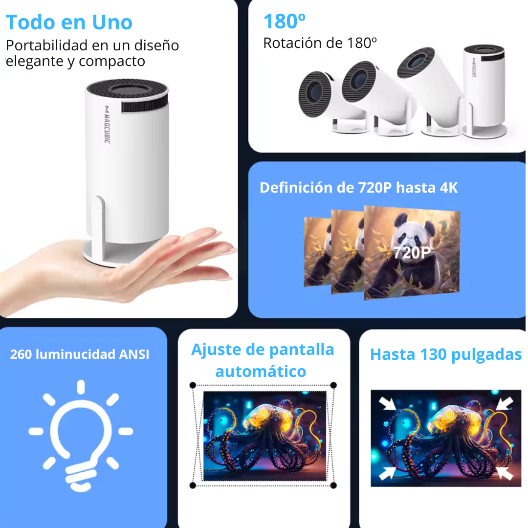 Proyector Pro HD con WiFi y Bluetooth